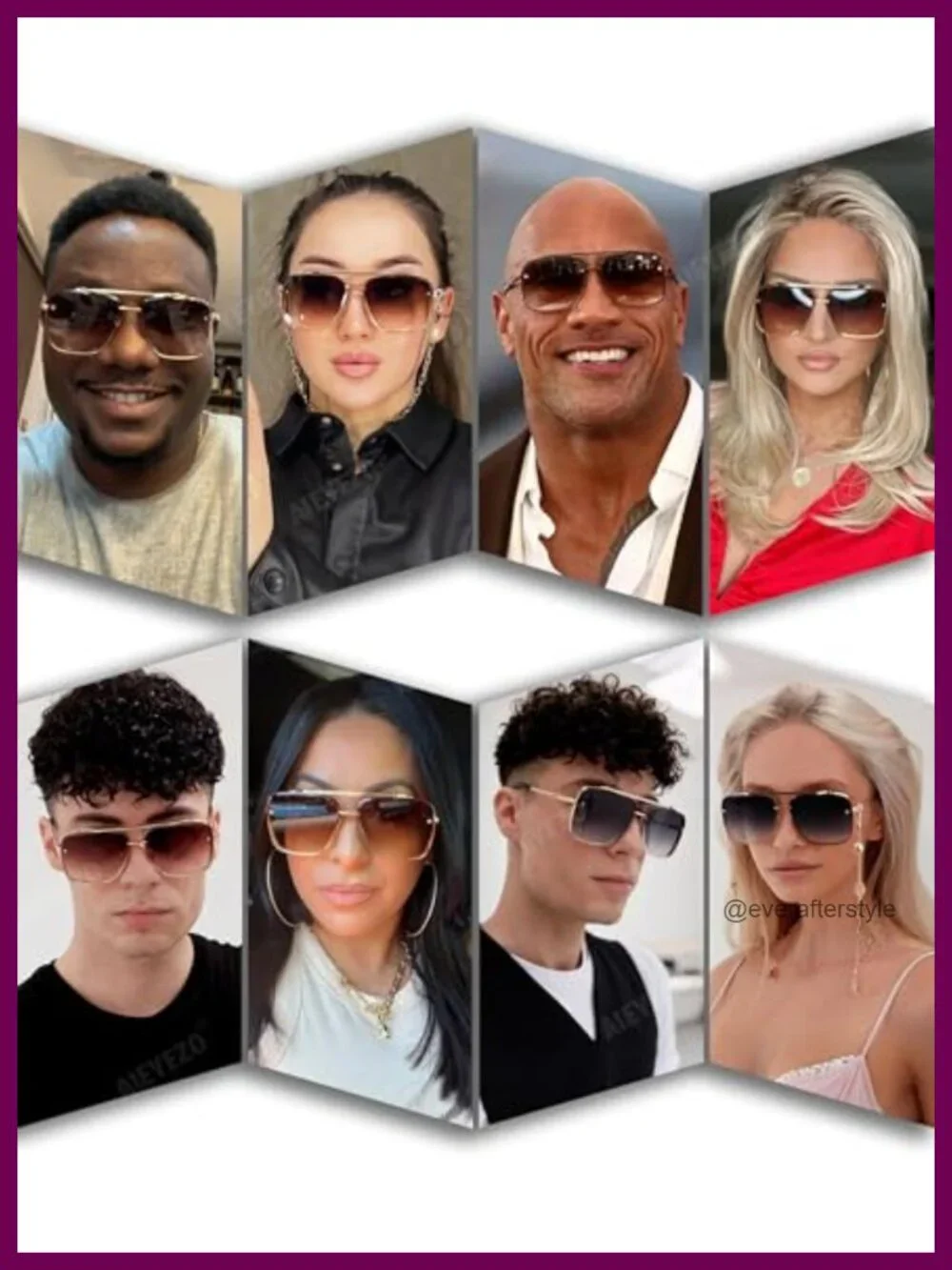 Oversized Square Sunglasses Metal Frame Aviator Gradient Shades